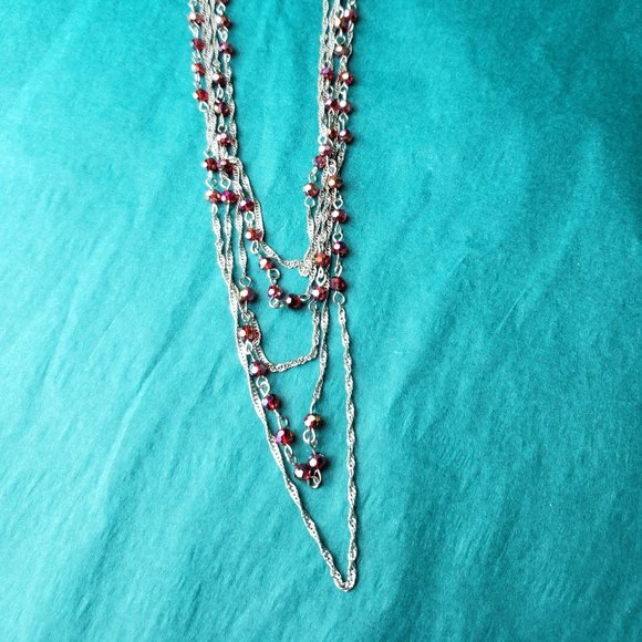 2/20$ Vintage coldwater creek red crystal multiple strands necklace - Picture 1 of 5